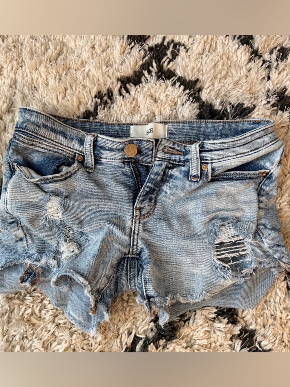 BKE- Light Wash Distressed Denim Shorts